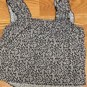 SHEIN Black and White Floral Ruffle Strap Camisole